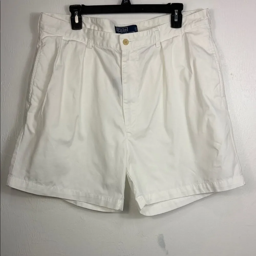Polo Ralph Lauren Andrew White Pleated Shorts Men’s 38 Cotton Classic